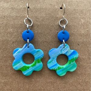 Earth Day polymer clay dangly earrings